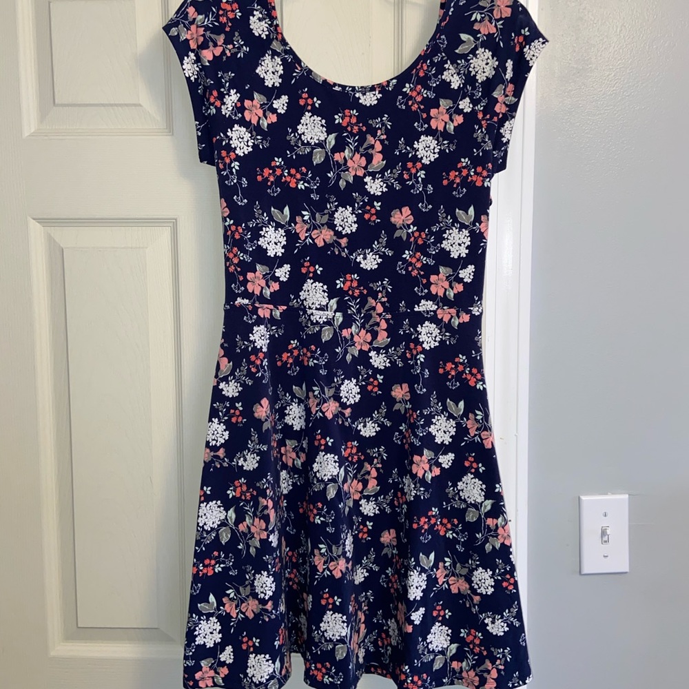 Navy blue floral SO dress, size L